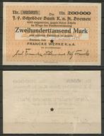 Bremen Francke Werke 200000 Mark 1923 Noodgeld Biljet r-59, Ophalen of Verzenden, Duitsland, Los biljet