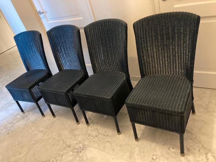 Lloyd Loom originele eetkamerstoel 4x, Huis en Inrichting, Stoelen, Zo goed als nieuw, Vier, Metaal, Riet of Rotan, Blauw, Ophalen of Verzenden