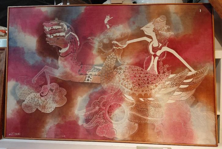 Batik afbeelding in lijst WD-021, Antiek en Kunst, Kunst | Niet-Westerse kunst, Ophalen