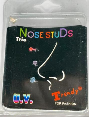 NOSE STUDS TRIO U.V. TRENDY FOT FASHION NEUSPIERCINGS beschikbaar voor biedingen