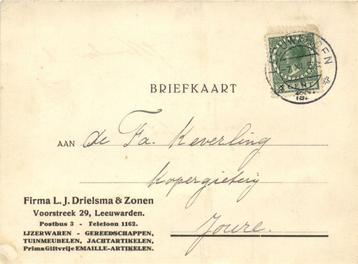 Firma L.J. Drielsma + Zonen, Leeuwarden - 11.1928 - briefkaa beschikbaar voor biedingen