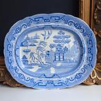 Porseleinen Schaal Blue Willow Engels Antiek Aardewerk 1850, Antiek en Kunst, Ophalen of Verzenden