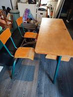Vintage schoolbankje met twee stoelen, Gebruikt, Ophalen, Stoel(en)