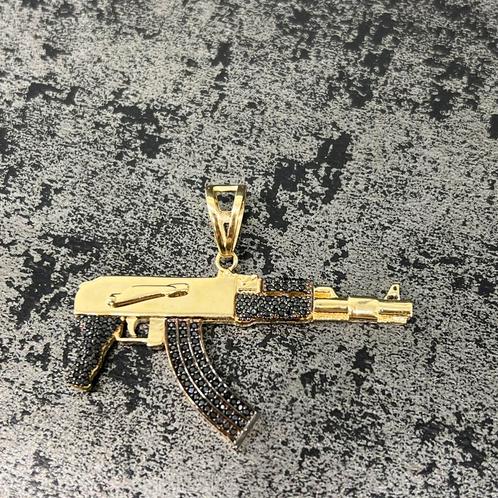 14k gouden hanger geweer ak47 onyx, Sieraden, Tassen en Uiterlijk, Kettinghangers, Nieuw, Goud, Ophalen of Verzenden