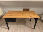 IKEA bureau zwart met houten blad, Huis en Inrichting, Bureaus, Verzenden, Zo goed als nieuw, Bureau