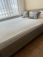 Eiken tweepersoons bed met matras 160x 200 en lattenbodem, 160 cm, Overige materialen, Ophalen of Verzenden, Bruin