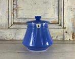 Franse blauwe grès theepot art deco, Ophalen of Verzenden, Zo goed als nieuw
