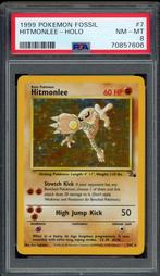 Hitmonlee Holo PSA 8 - 7/62 - Fossil 1999, Ophalen of Verzenden, Zo goed als nieuw, Losse kaart, Foil