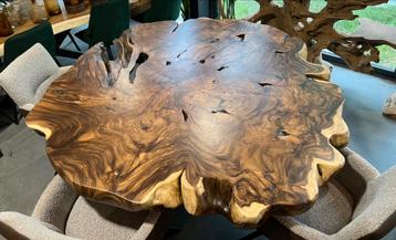 GROTE MATEN SUAR RONDE ROND BOOMSTAM EETTAFEL TAFEL 180CM