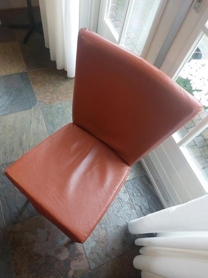 Eetkamerstoelen, Huis en Inrichting, Stoelen, Gebruikt, Vier, Leer, Bruin, Ophalen
