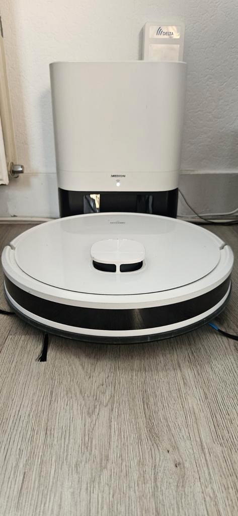 Medion X20SW Robotstofzuiger met Leegstation, Witgoed en Apparatuur, Stofzuigers, Zo goed als nieuw, Robotstofzuiger, Stofzak