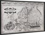 groot schilderij aluminiumblad kaart van Europa met houten f, Ophalen, HT Trade Service GmbH & Co. KG, Eversburger Strasse 32 , 49090 Osnabrück, Duitsland