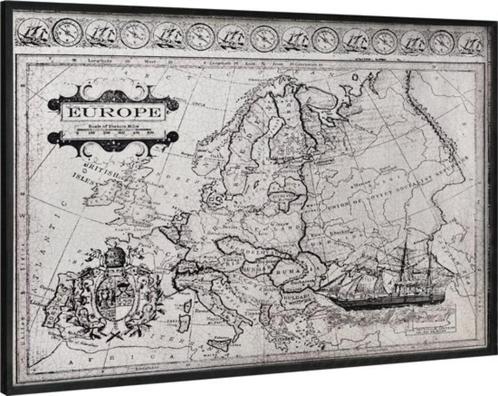 groot schilderij aluminiumblad kaart van Europa met houten f, Huis en Inrichting, Woonaccessoires | Schilderijen, Tekeningen en Foto's