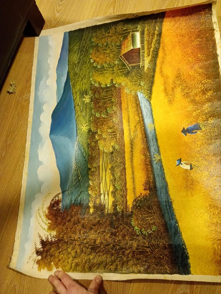 Thais handgeschilderd schilderij - Opgerold bewaard, Antiek en Kunst, Ophalen of Verzenden