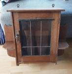 Antiek Houten Hangend Vitrinekastje met Glas, Ophalen
