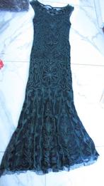 38 PHASE EIGHT groen zwarte luxe lange jurk  kerstjurk, Maat 38/40 (M), Ophalen of Verzenden, Zo goed als nieuw, Onder de knie