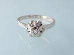 18 karaat Wit Gouden Solitair Ring met grote 0.05crt Diamant, Wit, Nieuw, Ophalen of Verzenden, 17 tot 18