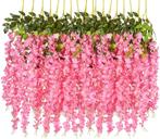 12x Roze Wisteria Kunst Hangplant Plant Kunstplant Wijnstok, Verzenden, Nieuw
