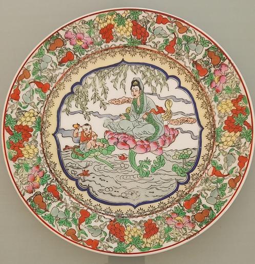 Bord handgeschilderd porselein Baby Buddha and Guanyin, Antiek en Kunst, Antiek | Porselein, Ophalen