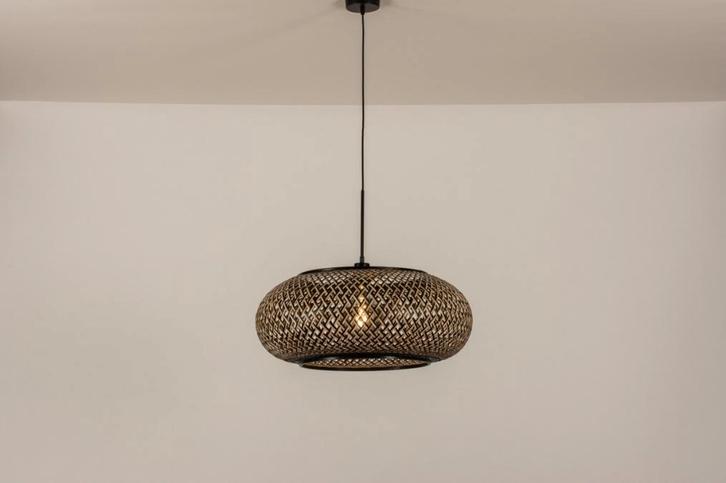 60 cm hanglamp bamboe rotan riet keuken bed bar tafel lamp, Huis en Inrichting, Lampen | Hanglampen, Nieuw, 50 tot 75 cm, Metaal