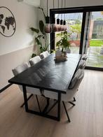 Eettafel met visgraat en stalen poten, Huis en Inrichting, Tafels | Eettafels, Ophalen, 200 cm of meer, 50 tot 100 cm, Zo goed als nieuw