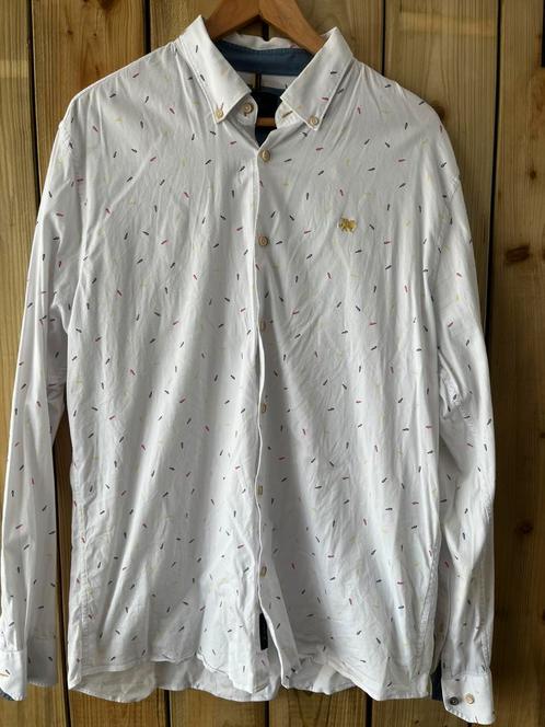 Vanguard overhemd wit met kleurrijk patroon - maat XXL, Kleding | Heren, Overhemden, Zo goed als nieuw, Overige halswijdtes, Wit