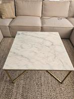 Marmeren Salontafel met Gouden Onderstel, Ophalen, Gebruikt, 50 tot 100 cm, Vierkant
