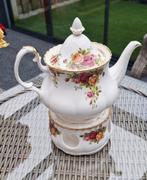 Royal albert old country roses grote theepot met theelicht, Antiek en Kunst, Ophalen of Verzenden