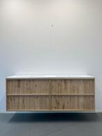 Massief eiken badkamermeubel met solid surface wastafel, Ophalen, 150 tot 200 cm, Nieuw, Minder dan 100 cm