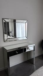 Elegante spiegel kaptafel met bijpassende spiegel, Ophalen, Gebruikt, Glas, 100 tot 150 cm