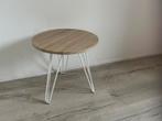 Bijzettafel – hout & wit staal – 40 cm rond, 41 cm hoog, Ophalen, Minder dan 45 cm, Minder dan 55 cm, Rond