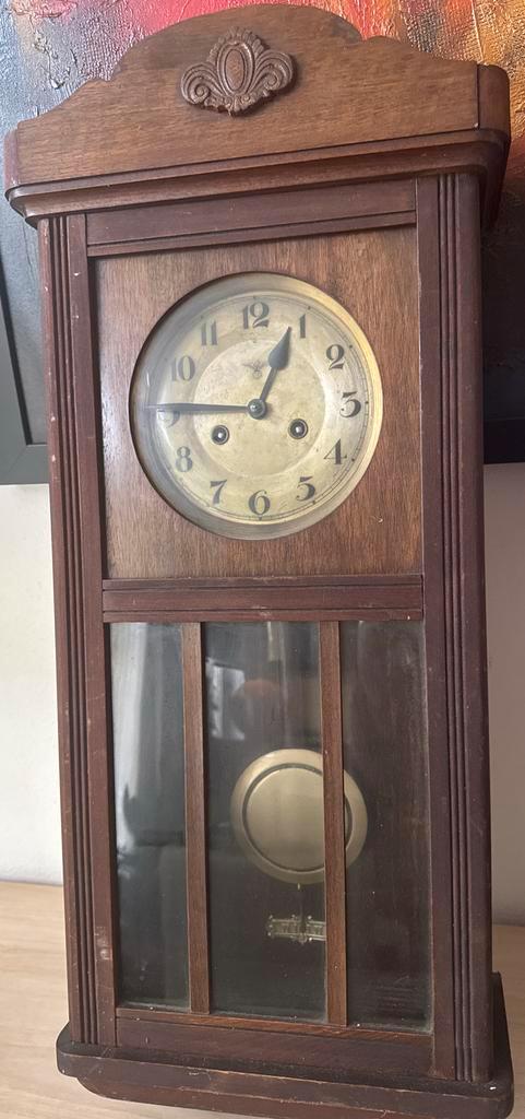 Antieke Wandklok met Slinger, Antiek en Kunst, Antiek | Klokken, Ophalen of Verzenden