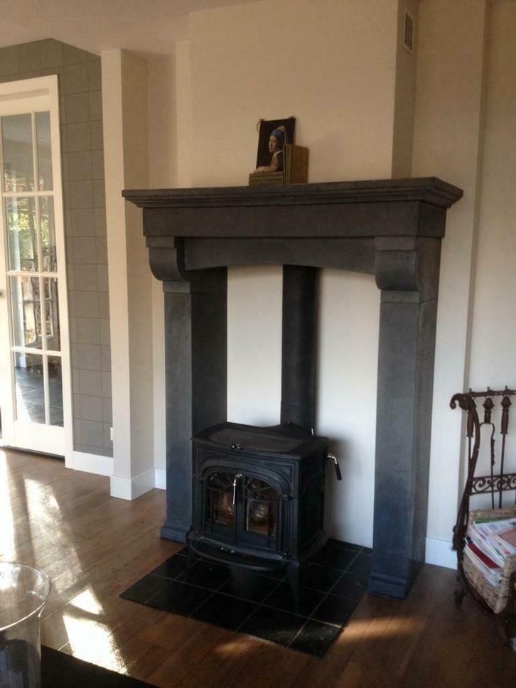 Hoge Franse kalkzandsteen schouw Antraciet van kleur NIEUW, Huis en Inrichting, Haarden, Nieuw, Overige soorten, Ophalen