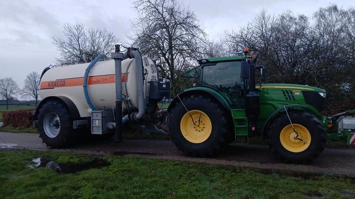 John deere 6215 r met kaweco double twin shift mesttank tank, Zakelijke goederen, Agrarisch | Werktuigen, Beregening en Drainage