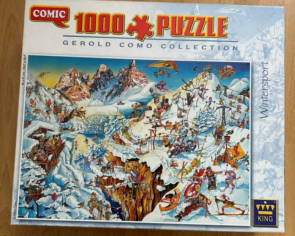 Legpuzzel Wintersport 1000 stukjes Comic serie, Ophalen of Verzenden, 500 t/m 1500 stukjes, Zo goed als nieuw, Legpuzzel