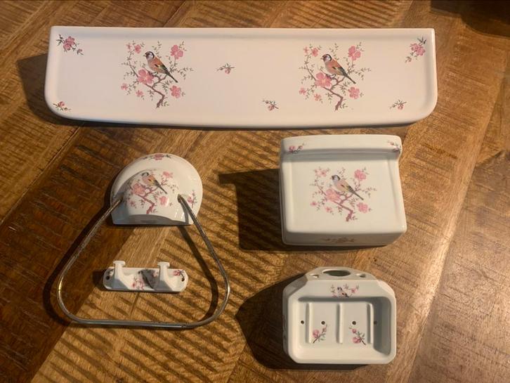 Vintage porseleinen Badkamerset - Limoge- 5-delig, Antiek en Kunst, Antiek | Woonaccessoires, Ophalen of Verzenden