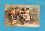 Mooie oude paaskaart M500 - kuikentjes in oude auto - 1907, Verzenden, Voor 1920, Gelopen