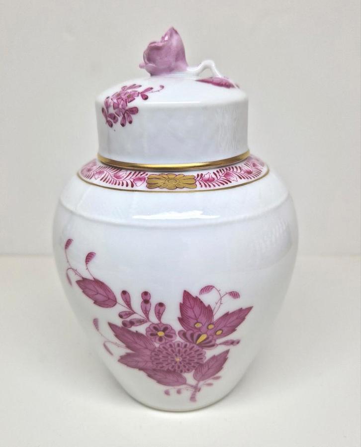 Herend dekselvaas Apponyi raspberry decor Hongarije 20e eeuw, Antiek en Kunst, Antiek | Porselein, Ophalen of Verzenden