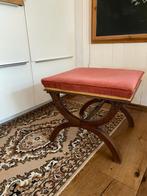 Vintage kruk, poef, voetenbank rib fluweel, Huis en Inrichting, Ophalen, Minder dan 50 cm, Gebruikt, Vierkant