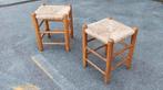 Set Van 2 Riet Charlotte Perriand Stijl Krukjes, Huis en Inrichting, Ophalen, Tweedehands, Tweedehands, Hout
