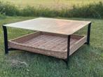 Vintage retro design rotan salontafel, Huis en Inrichting, Tafels | Salontafels, Ophalen, Gebruikt, 50 tot 100 cm, Glas