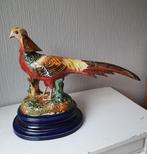 Groot antiek keramiek fazantbeeld op sokkel 1900-1940, Ophalen of Verzenden