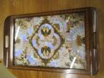Oer 11288 Engels noten dienblad met vlinders achter glas, Antiek en Kunst, Ophalen