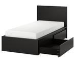 IKEA MALM: bedframe 90x200, 2 lades, Lattenbodem en Matras, Ophalen, Gebruikt, 90 cm, Eenpersoons