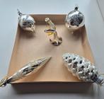 Vintage kerst glazen mondgeblazen ornamenten zilver-wit, Diversen, Kerst, Ophalen