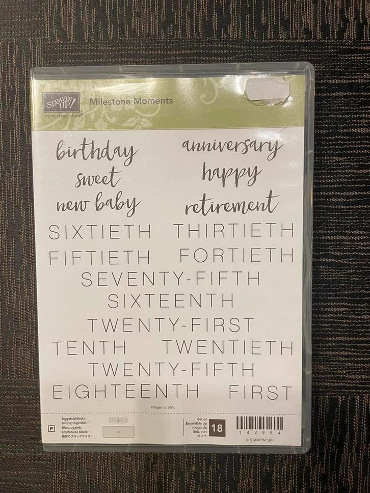 Stampin'Up! Milestone Moments Stempelset, Hobby en Vrije tijd, Stempelen, Zo goed als nieuw, Clearstamp, Ophalen of Verzenden