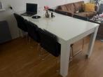 Hoogglans witte eettafel 200x90 cm, Ophalen, Zo goed als nieuw, 4 tot 6 stoelen