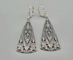 Zilveren Art Deco oorbelen met Swarovki kristallen. 2025/538, Met kristal, Hangers, ., Nieuw