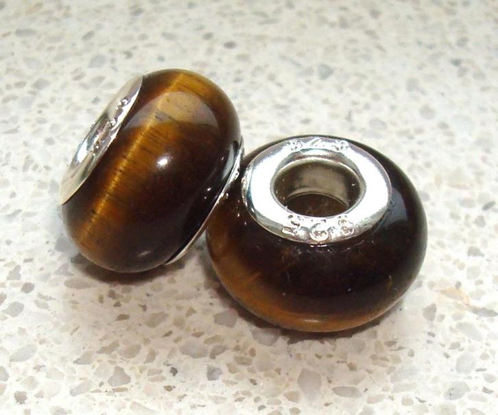 Bedel met tijgeroog, Sieraden, Tassen en Uiterlijk, Bedels, Nieuw, Overige merken, Edelsteen, 4 bedels of meer, Ophalen of Verzenden