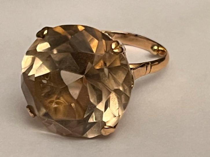 Bijzondere gouden ring natuurlijke Citrien, Sieraden, Tassen en Uiterlijk, Ringen, Zo goed als nieuw, Dame, 17 tot 18, Goud, Goud